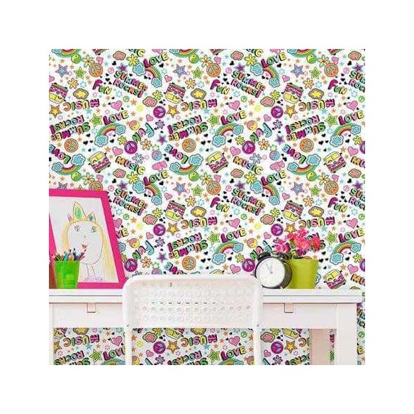 Papel de Parede Adesivo Hippie Colorido Jovem 48936526