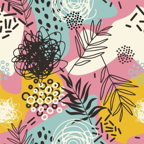 Papel de Parede Adesivo abstrato folhas N014055