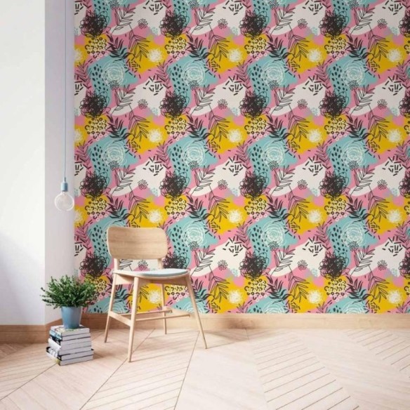 Papel de Parede Adesivo abstrato folhas N014055
