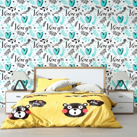 Papel de Parede Adesivo I Love You  N012057