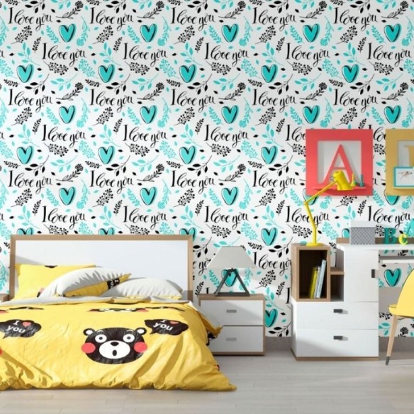 Papel de Parede Adesivo I Love You  N012057