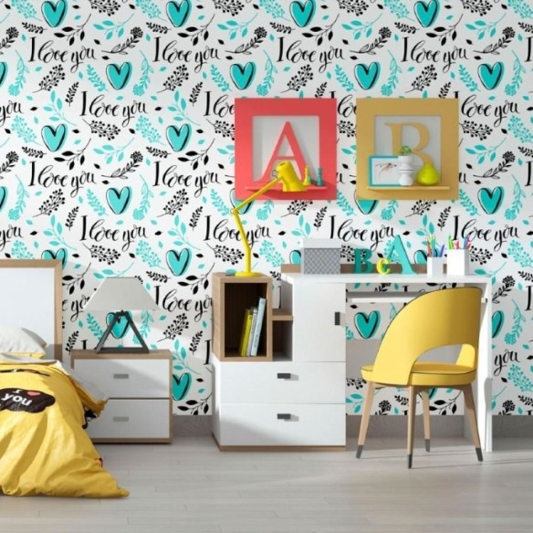 Papel de Parede Adesivo I Love You  N012057
