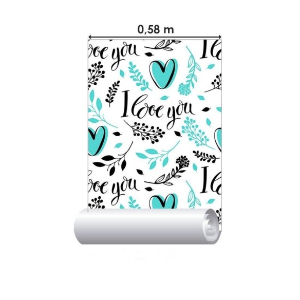 Papel de Parede Adesivo I Love You  N012057