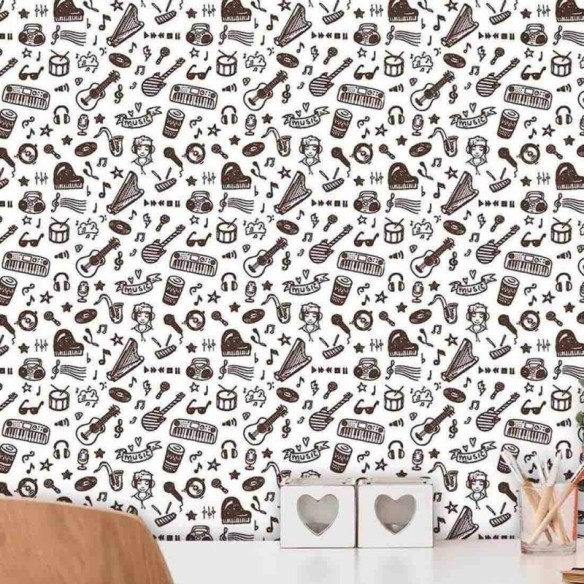 Papel de Parede Adesivo Ícones Música 251418574