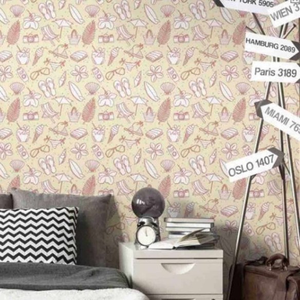 Papel de Parede Adesivo Ícones Praia 287396540