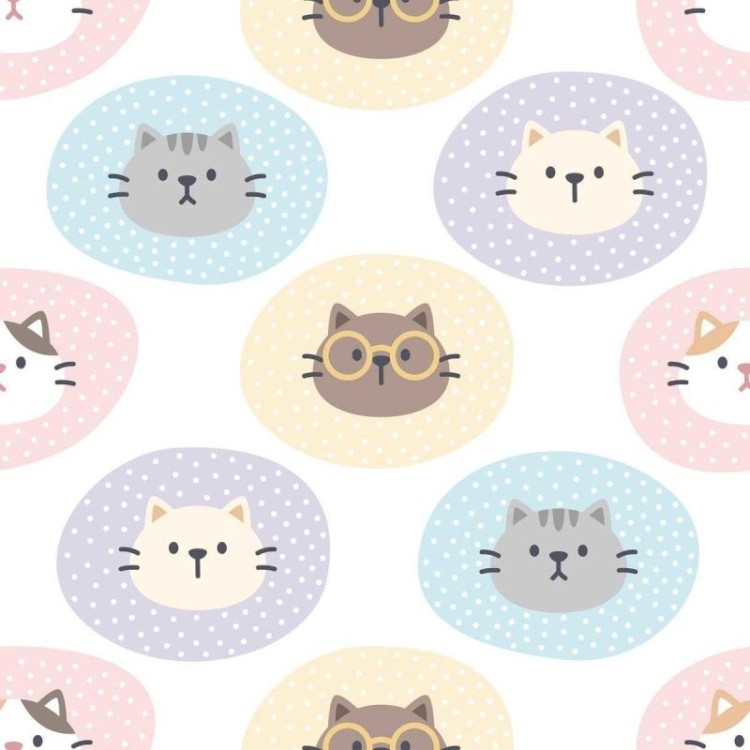 Papel de parede gatinhos kawaii lilás