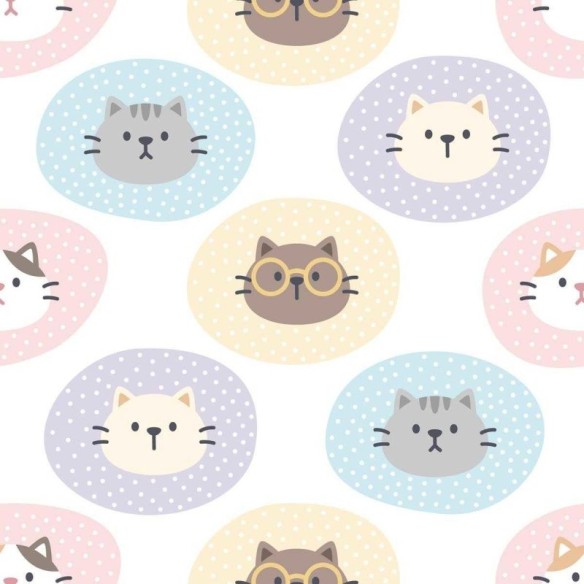 Papel de Parede Adesivo Ifantil Gatinhos e Poás N05088