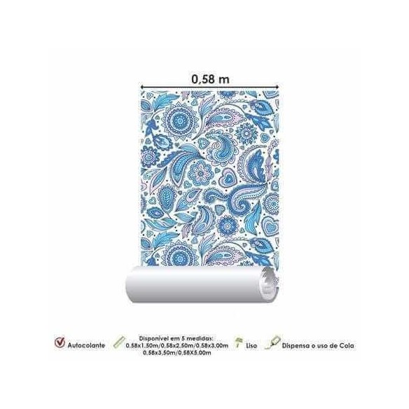 Papel de Parede Adesivo Indiano azul 177258074