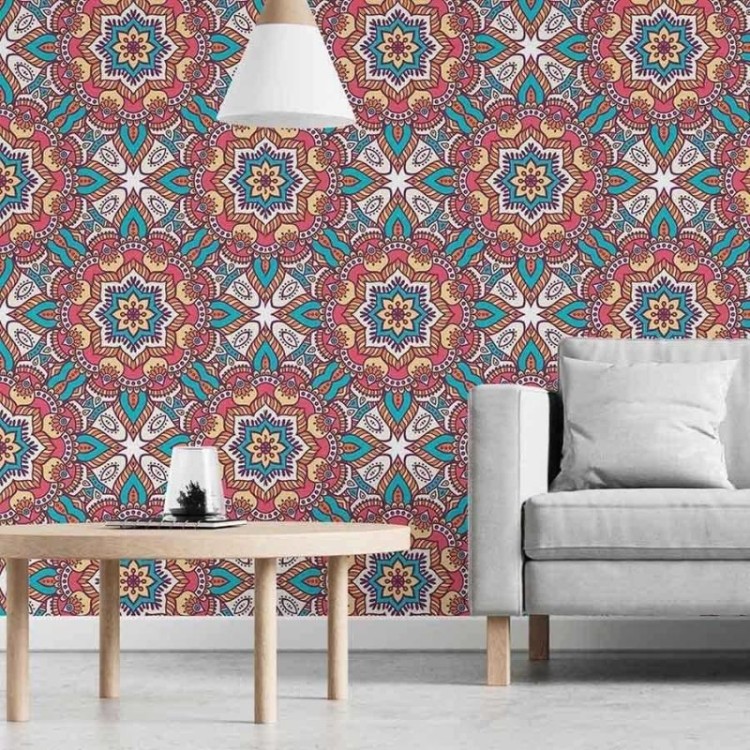 Papel de Parede Adesivo Indiano Colorido N03036