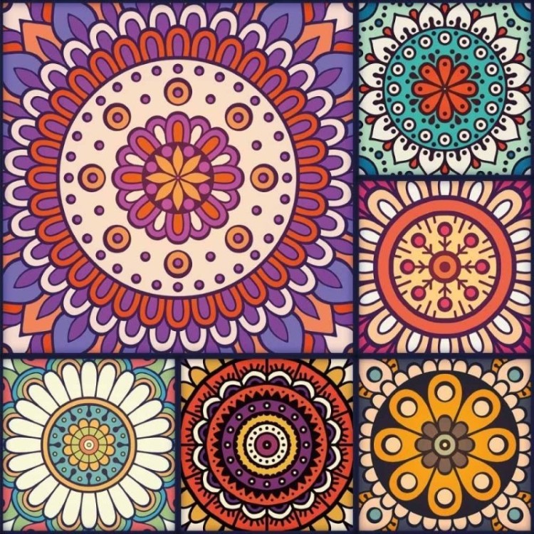 Papel de Parede Adesivo Indiano Mandala...