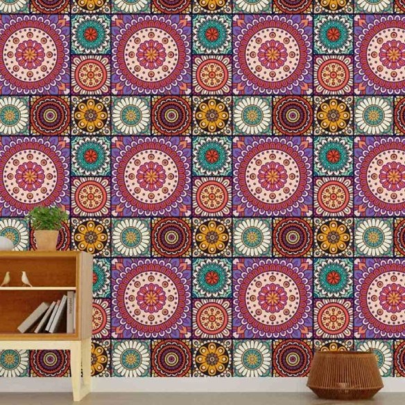 Papel de Parede Adesivo Indiano Mandala Colorido N015038