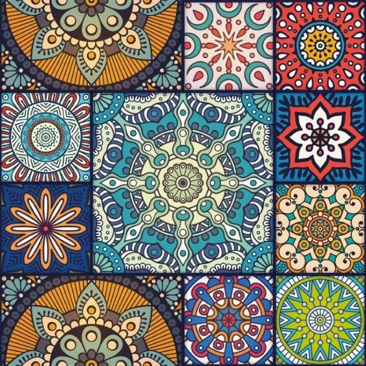 Papel de Parede Adesivo Indiano Mandala...