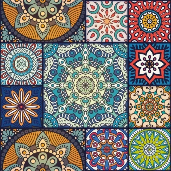 Papel de Parede Adesivo Indiano Mandala Colorido N015039