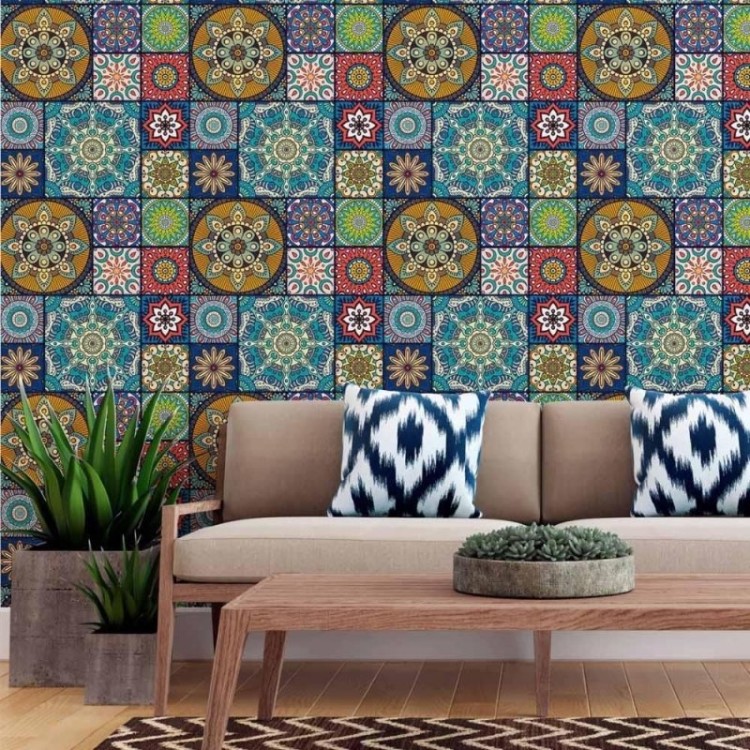 Papel de Parede Adesivo Indiano Mandala...