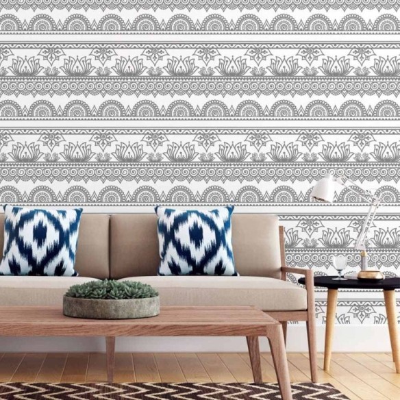 Papel de Parede Adesivo Indiano Mandala Colorir N015037