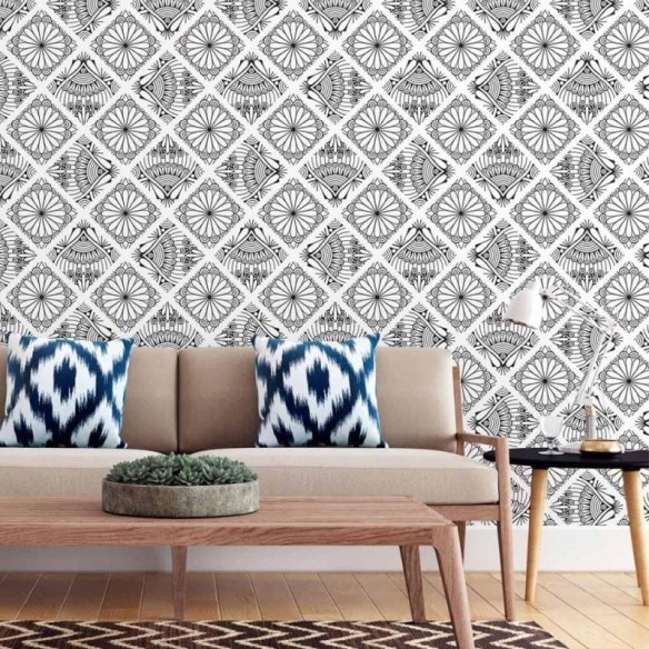 Papel de Parede Adesivo Indiano Mandala Colorir N015041