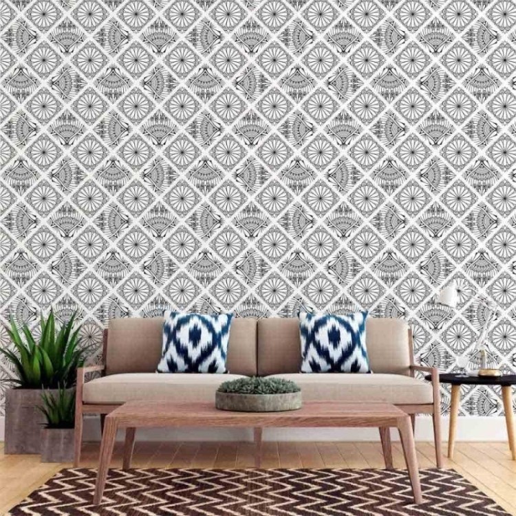 Papel de Parede Adesivo Indiano Mandala Colorir...