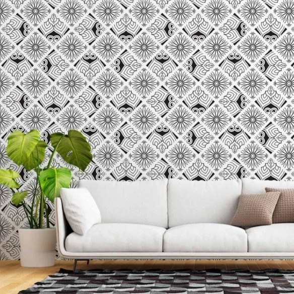 Papel de Parede Adesivo Indiano Mandala Colorir N015042