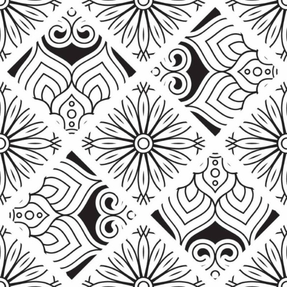 Papel de Parede Adesivo Indiano Mandala Colorir N015042