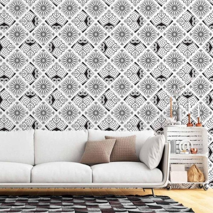 Papel de Parede Adesivo Indiano Mandala Colorir...