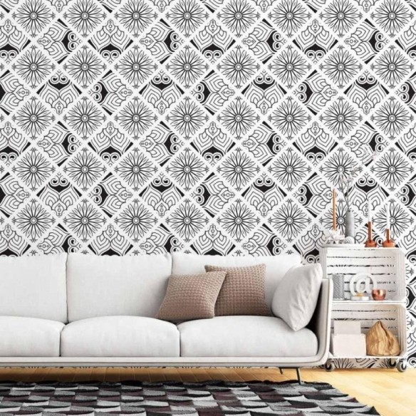 Papel de Parede Adesivo Indiano Mandala Colorir N015042