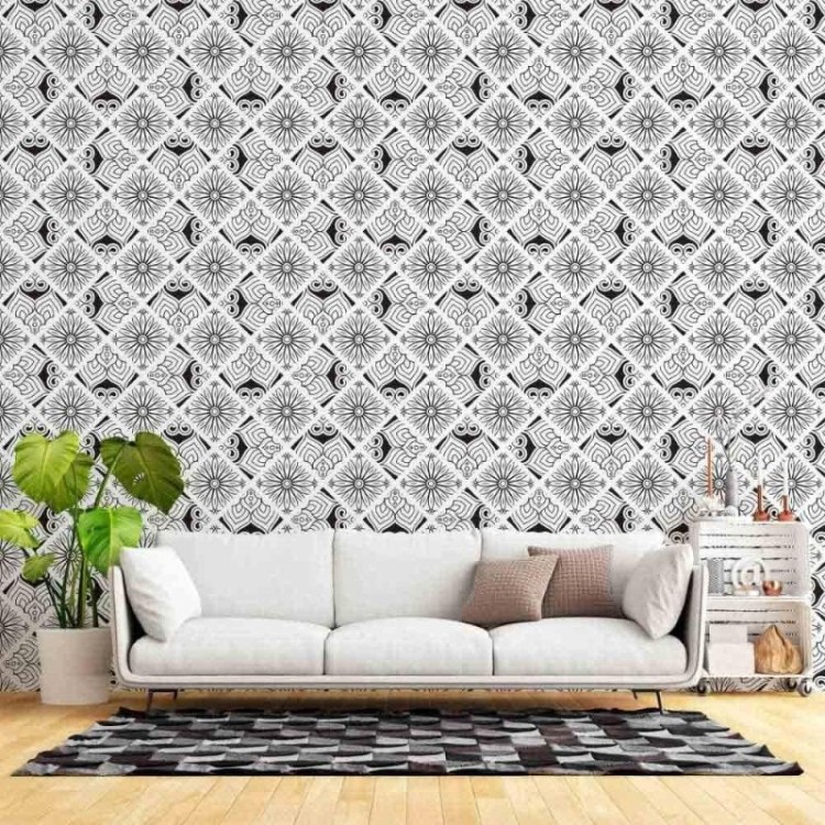 Papel de Parede Adesivo Indiano Mandala Colorir...
