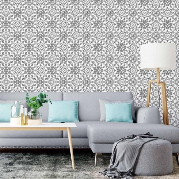 Papel de Parede Adesivo Indiano Mandala Colorir N015139