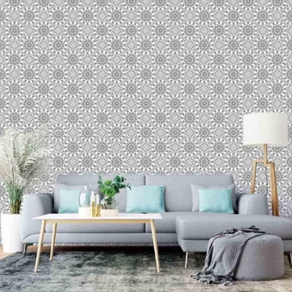 Papel de Parede Adesivo Indiano Mandala Colorir N015139