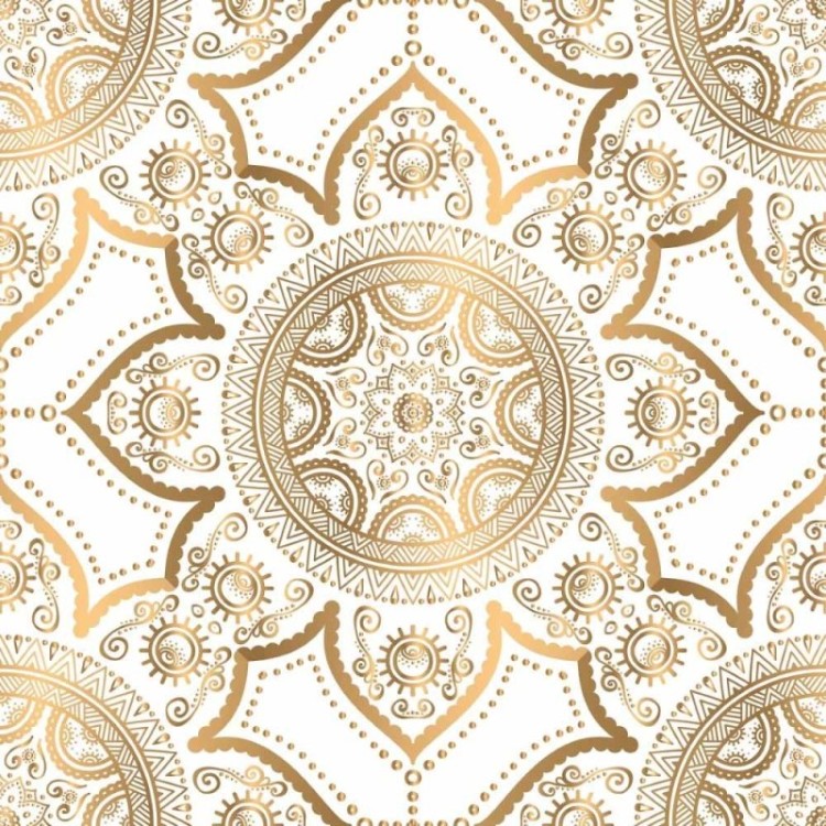 Papel de Parede Adesivo Indiano Mandala Gold...