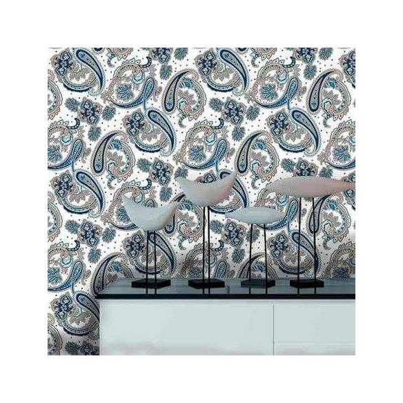 Papel de Parede Adesivo Indiano Salmouras Azul 536539102