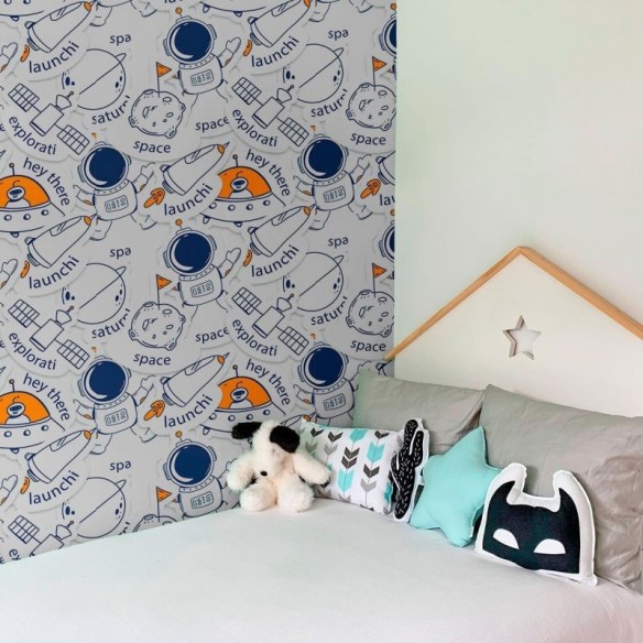 Papel de Parede Adesivo Infantil Adesivos Espaço N010049