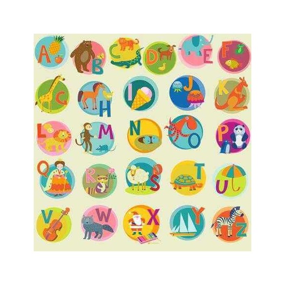 Papel de Parede Adesivo Infantil Alfabeto Ilustrado 77099926