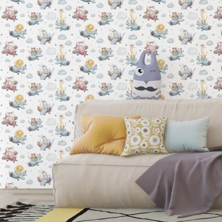 Papel de Parede Adesivo Infantil Animais...