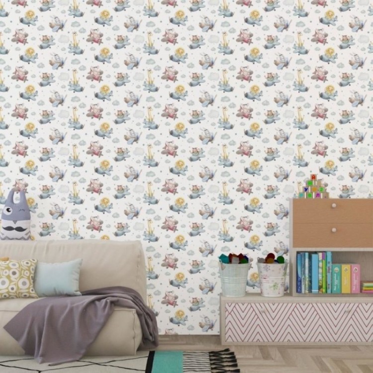 Papel de Parede Adesivo Infantil Animais...
