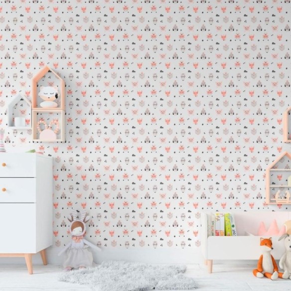 Papel de Parede Adesivo Infantil Animais da Floresta N011112