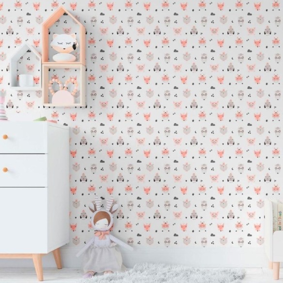 Papel de Parede Adesivo Infantil Animais da Floresta N011112