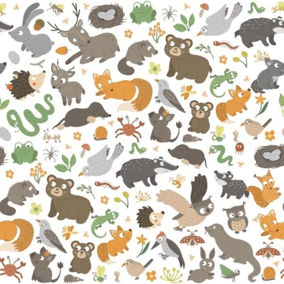 Papel de Parede Adesivo Infantil Animais da Floresta N013197