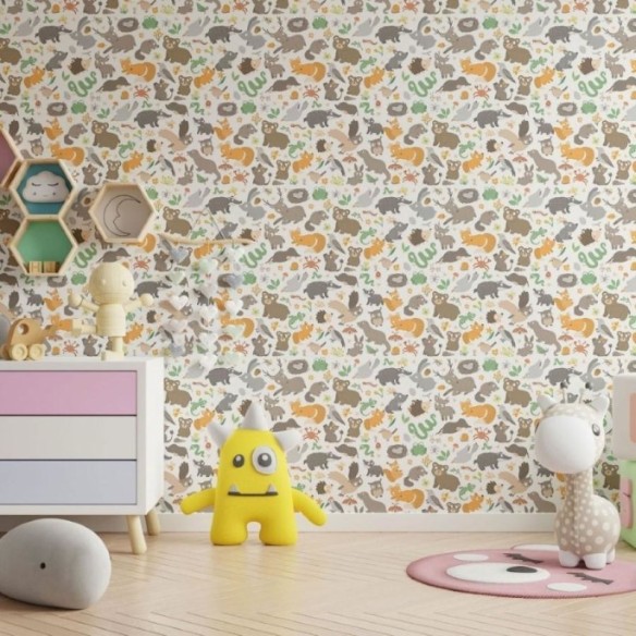 Papel de Parede Adesivo Infantil Animais da Floresta N013197
