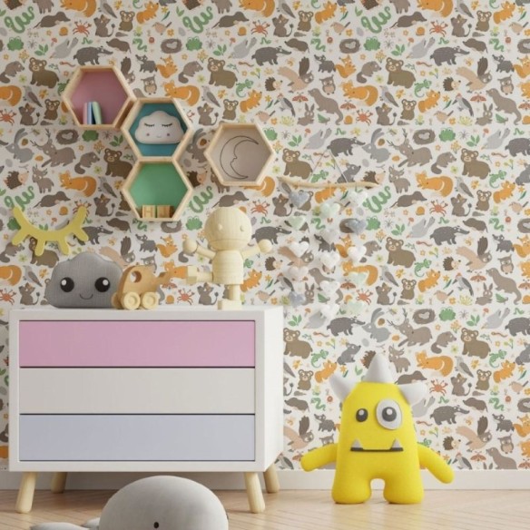 Papel de Parede Adesivo Infantil Animais da Floresta N013197