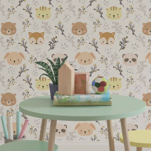 Papel de Parede Adesivo INfantil Animais da Floresta N019023