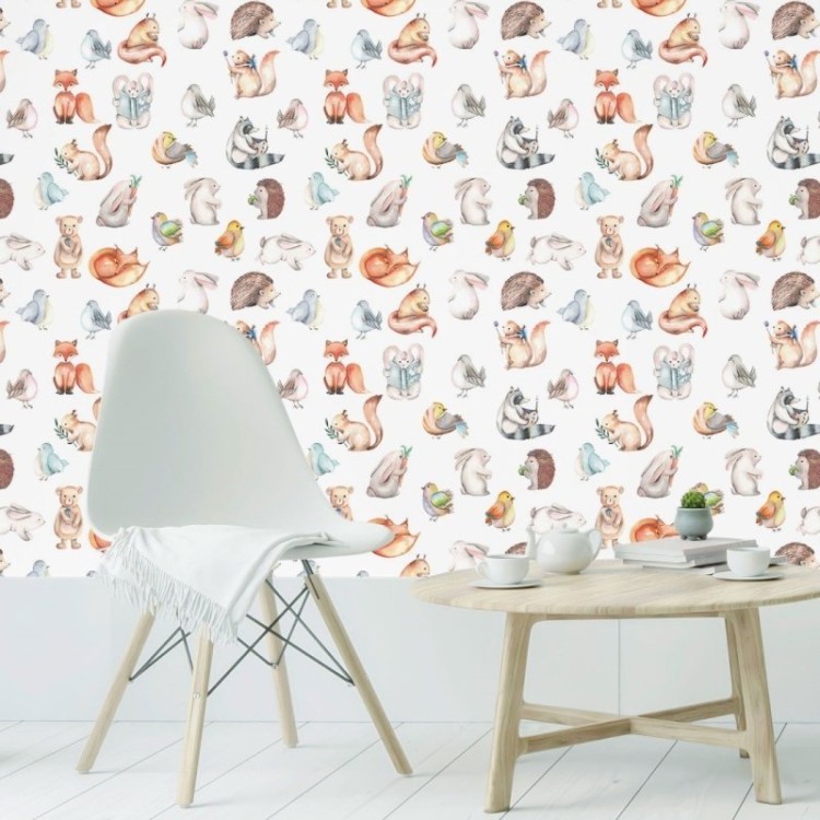Papel de Parede Adesivo Infantil Animais da...