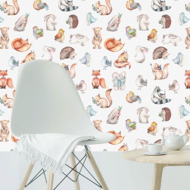 Papel de Parede Adesivo Infantil Animais da...