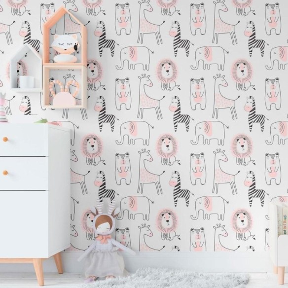 Papel de Parede Adesivo Infantil Animais da Savana N011131