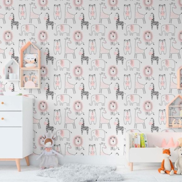 Papel de Parede Adesivo Infantil Animais da Savana N011131