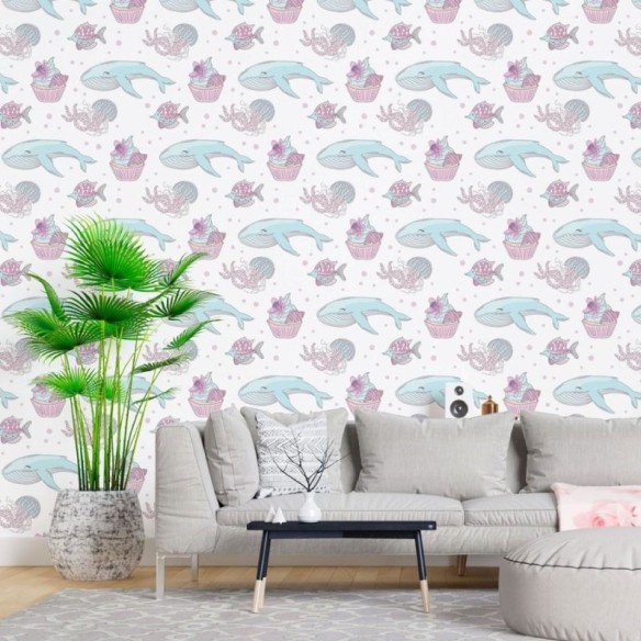 Papel de Parede Adesivo Infantil Animais Marinhos N015189
