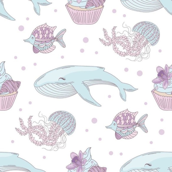 Papel de Parede Adesivo Infantil Animais Marinhos N015189