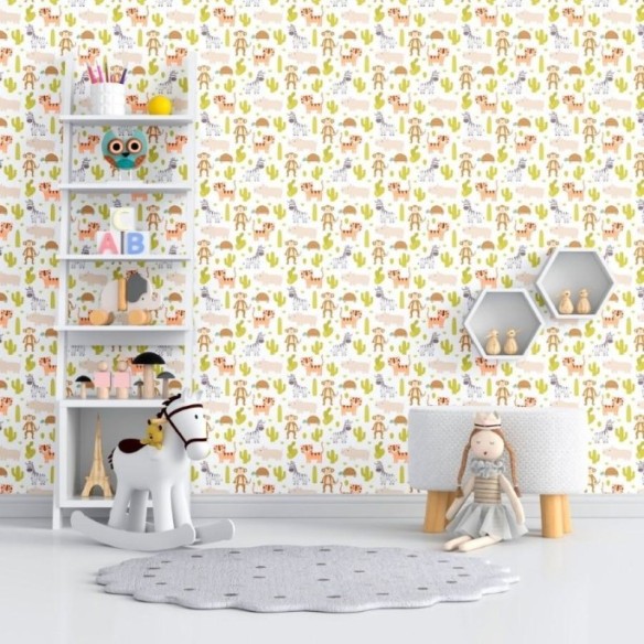 Papel de Parede Adesivo Infantil Animais N012128