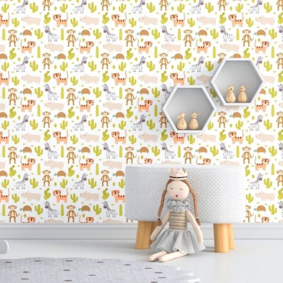 Papel de Parede Adesivo Infantil Animais N012128