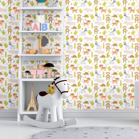 Papel de Parede Adesivo Infantil Animais N012128