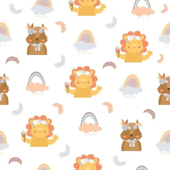 Papel de Parede Adesivo Infantil Animais N013070